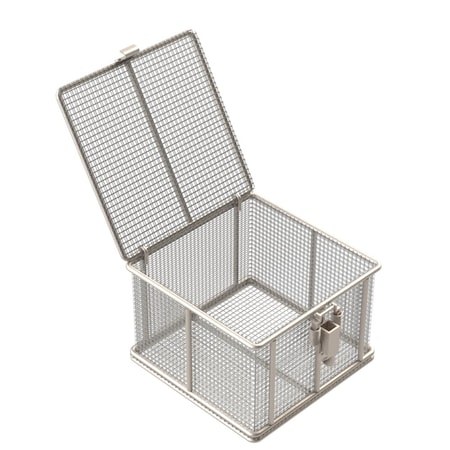 Anysizebasket Rectangular Wire Mesh Basket: 6Lx6Wx4H, 304 SS, 3/16 Rod Frame, Mesh: 4 x .063 TMT-060060040-P04S